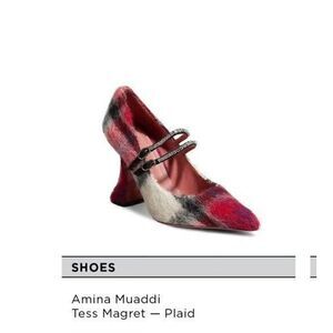 NIB Amina Muaddi Tess Magret Christmas Plaid EUR 37.5/US 7